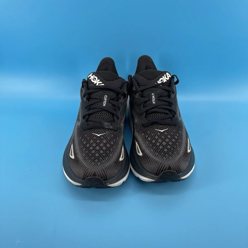 Women's HOKA Clifton 9 Running Shoes – Black/White – Size 9B